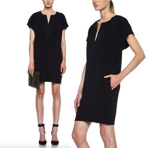 VINCE Pleat Front Mini Dress in Black